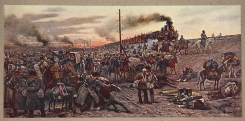 Después de la batalla de Moukden, en ruta hacia Theline, ilustración de 